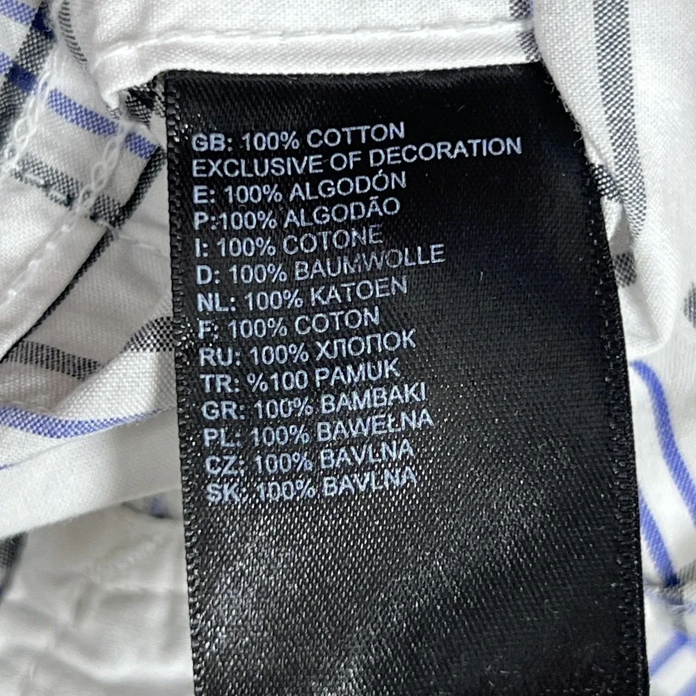 The North Face Shirt Mens 2XL White Blue Plaid Short Sleeve Button‎ Front